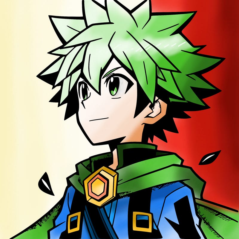 anime boy with spiky hair and hero clothes