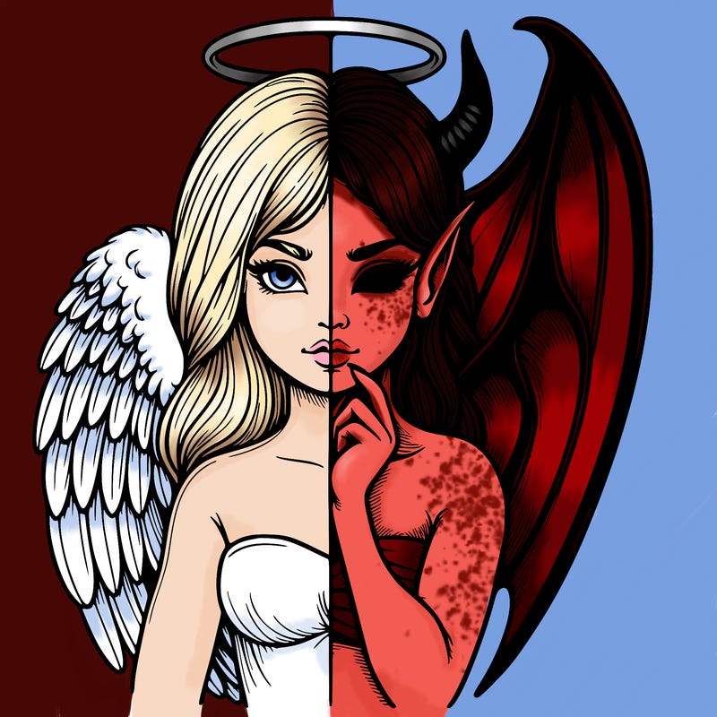 realistic angel half demon