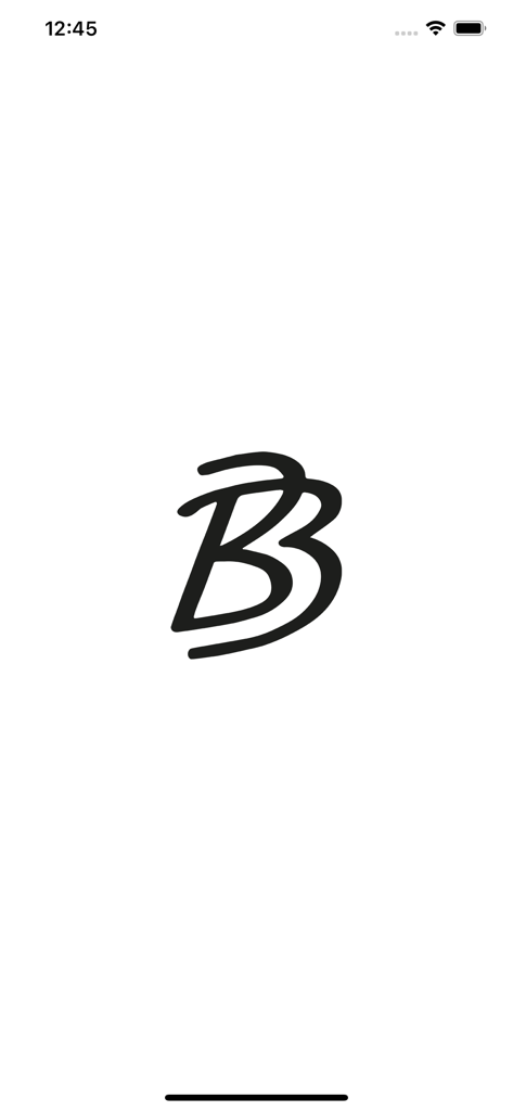 ByBasicman - Minimalist splash screen of the ByBasicman mens clothing app featuring a black BB logo