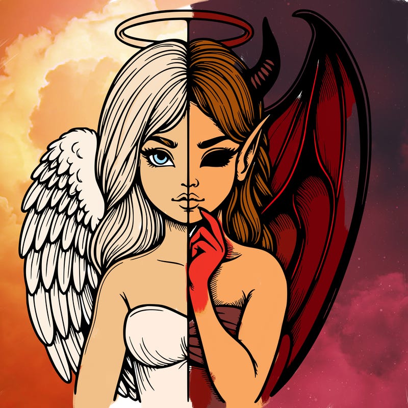 realistic angel half demon