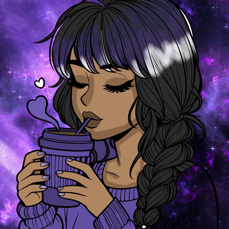 realistic girl drinking coffee