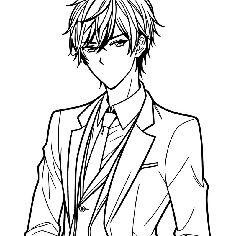 anime handsome guy in suit