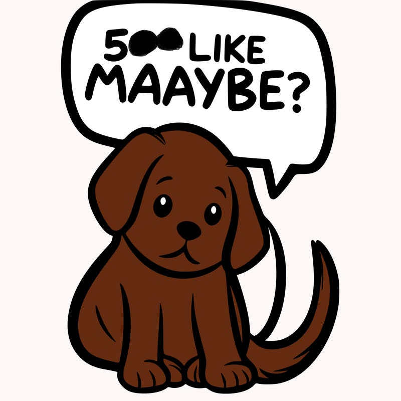 a puppy that says 5 like maybe