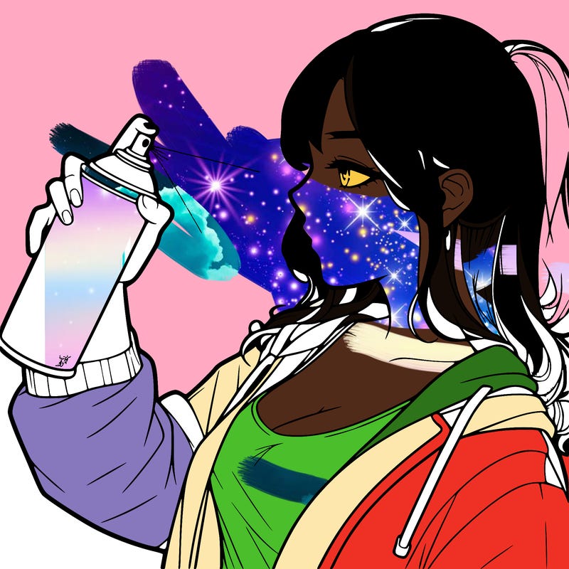 a realistic girl spray, painting