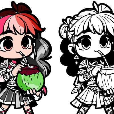 qiqi from genshin drinking coco milk