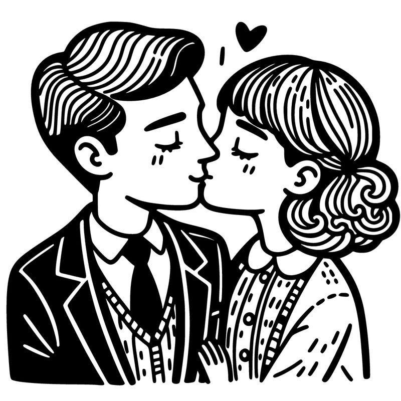 man and woman kissing