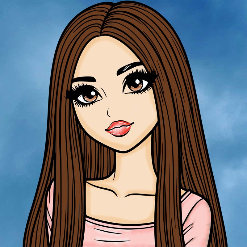 realistic girl with straight and long hair