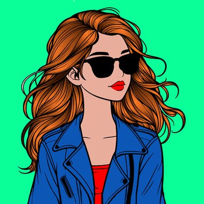 realistic girl with sunglasses