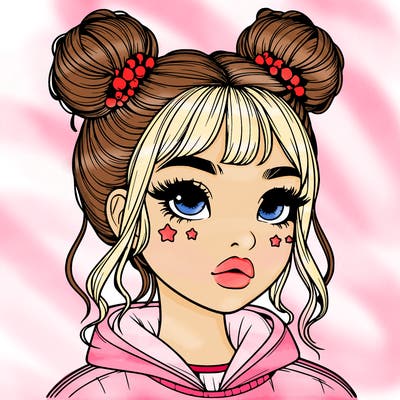 realistic girl with space buns