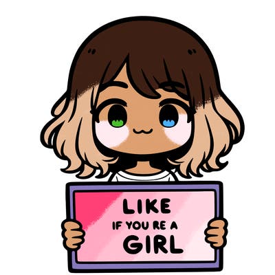 a cute girl holding a sign that says like if you’re a girl
