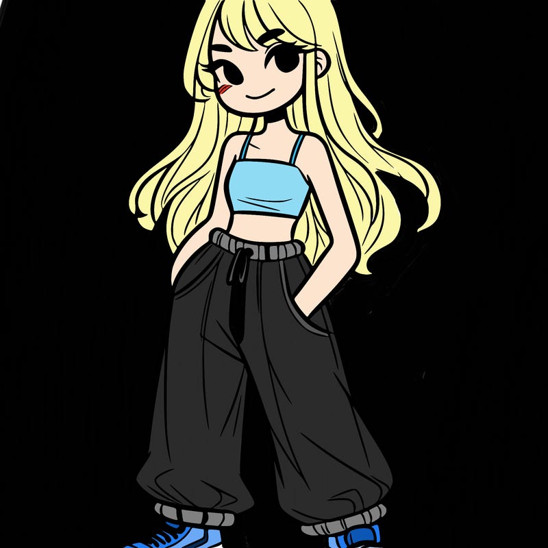 girl in crop top and baggy pants