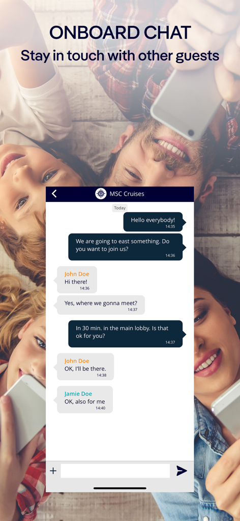 MSC for Me app free onboard chat feature for family and guest communication