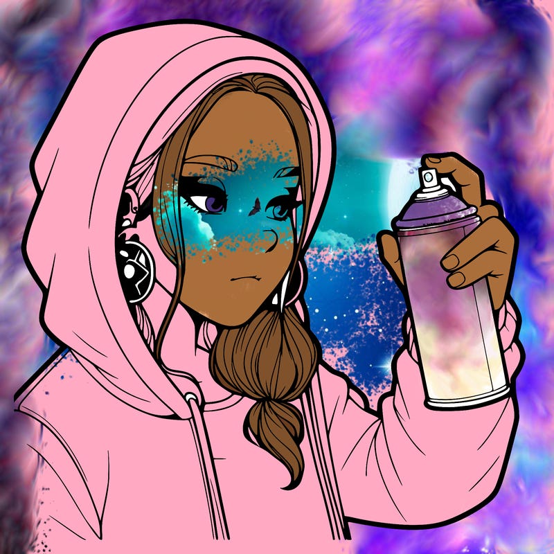 a realistic girl, spray painting