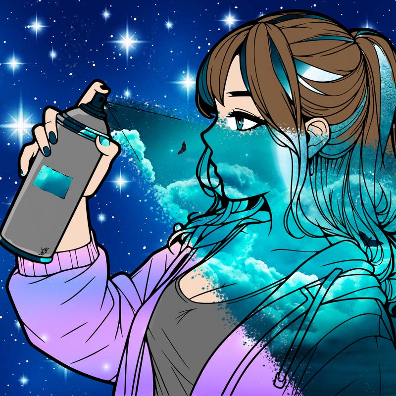 a realistic girl spray, painting