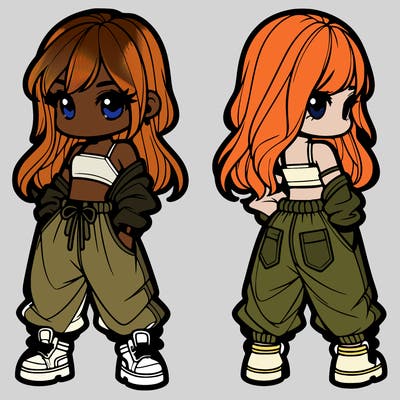 girl in crop top and baggy pants