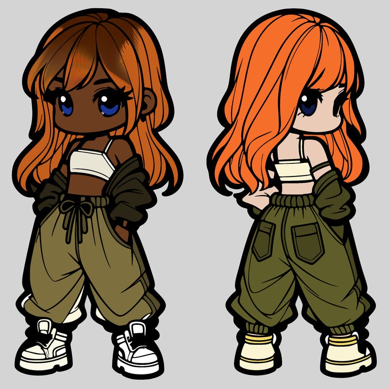 girl in crop top and baggy pants