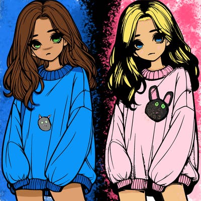 realistic girl with baggy sweater