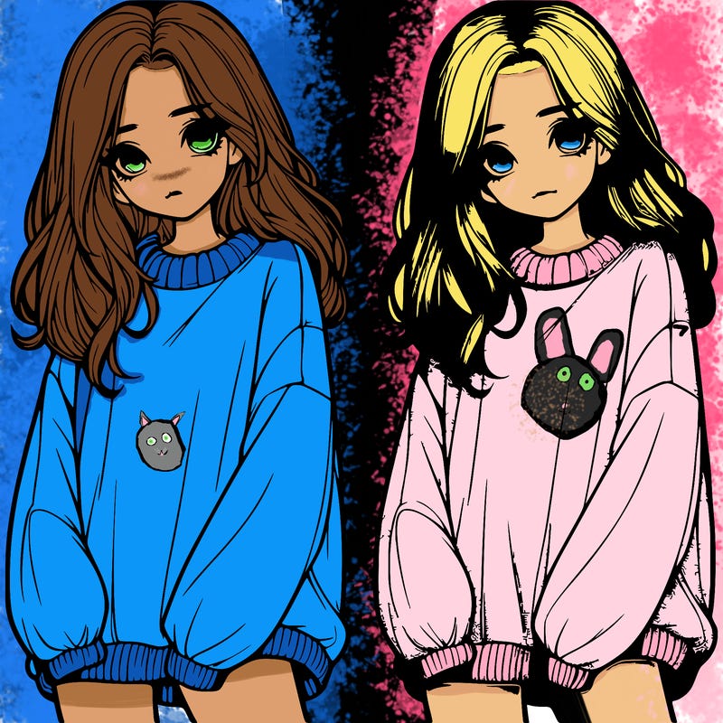 realistic girl with baggy sweater