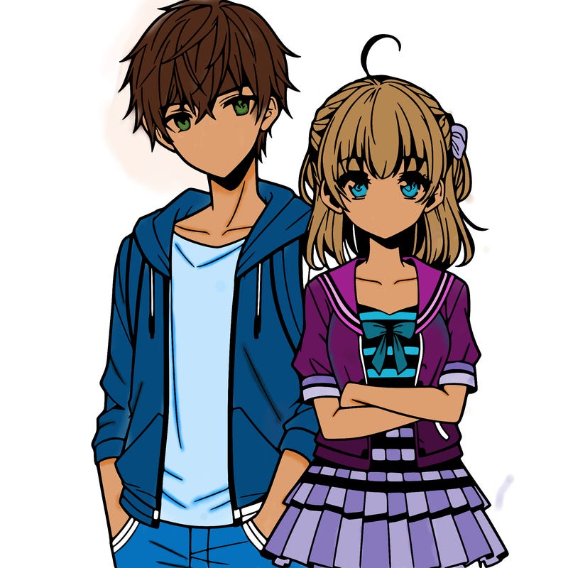 anime teen girl and boy