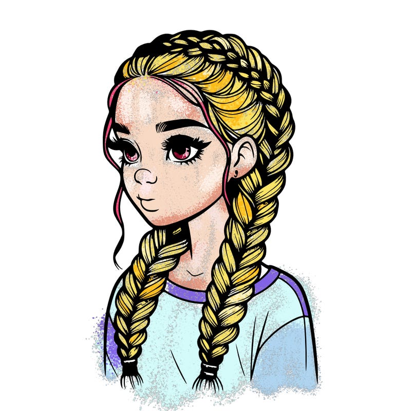realistic girl with braids