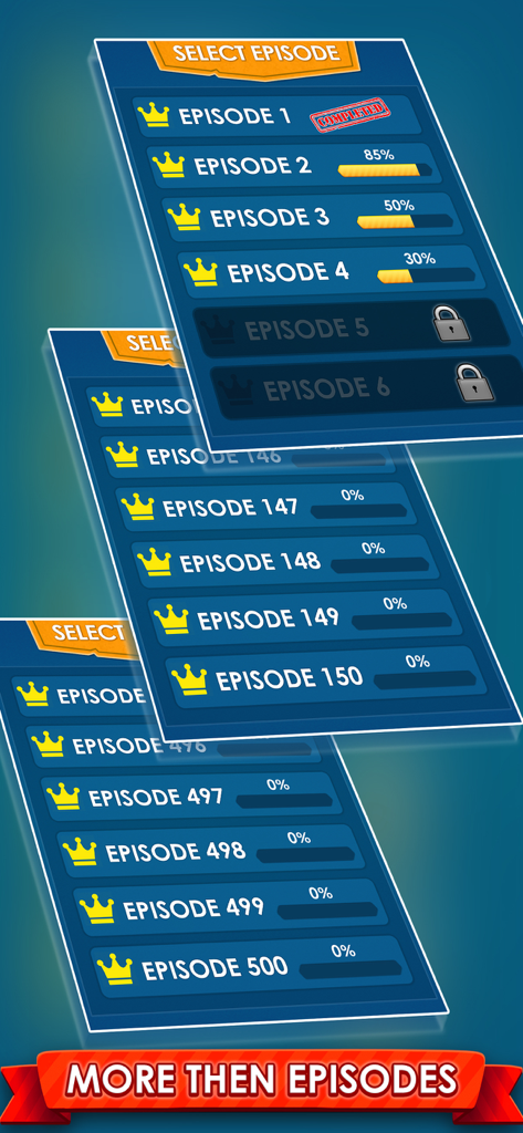Word Game 2026: Word Connect - A menu showing multiple episodes and level progression in the Word Connect puzzle game