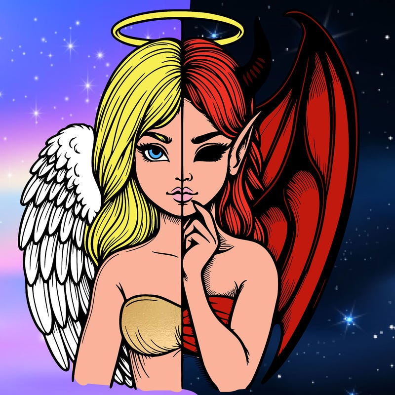 realistic angel half demon