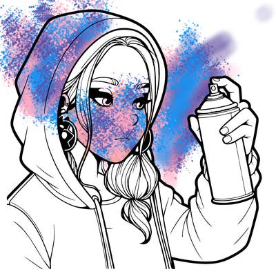 a realistic girl, spray painting