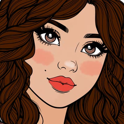 beautiful realistic girl close up to the camera with wavy hair,