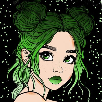 realistic girl with hair buns on her head