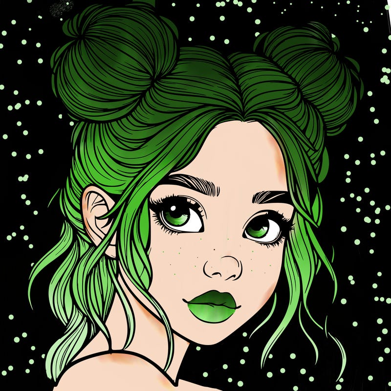 realistic girl with hair buns on her head