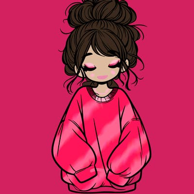girl with baggy sweatshirt and messy bun