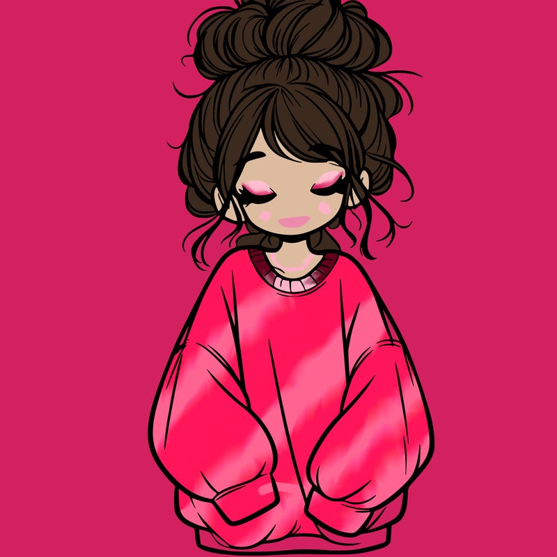 girl with baggy sweatshirt and messy bun