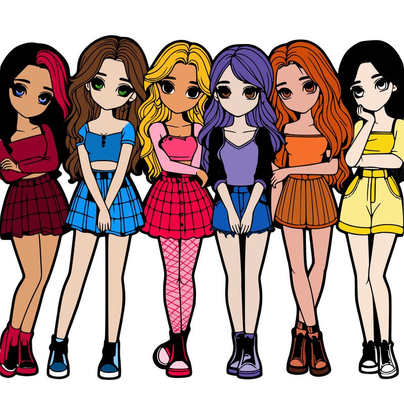 a group of girls realistic