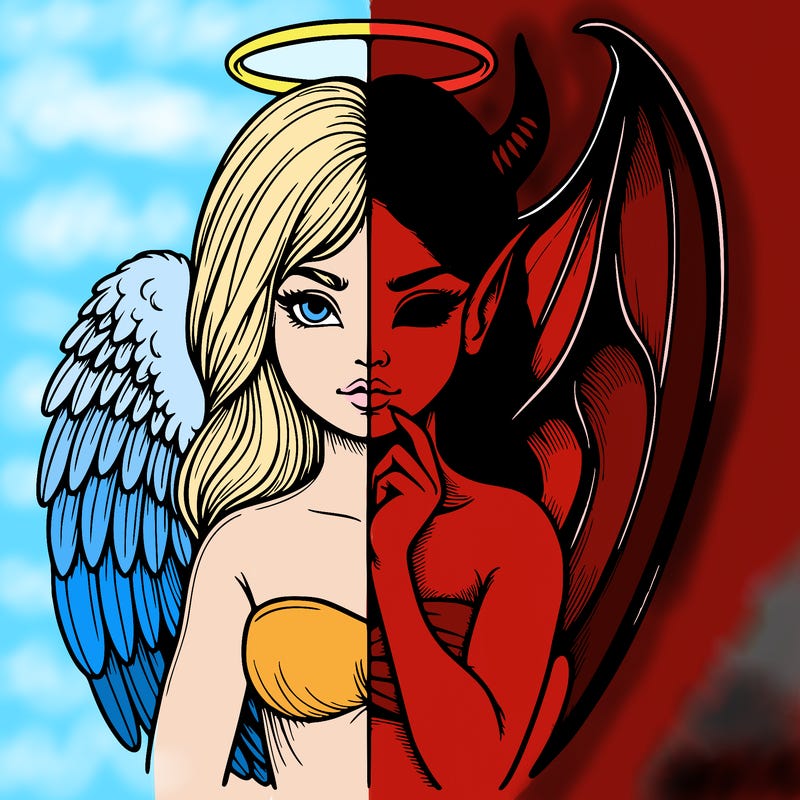 realistic angel half demon