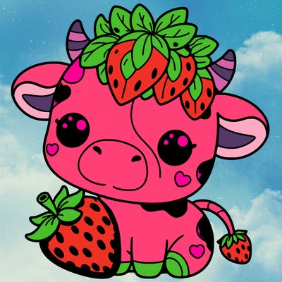 cute strawberry cow