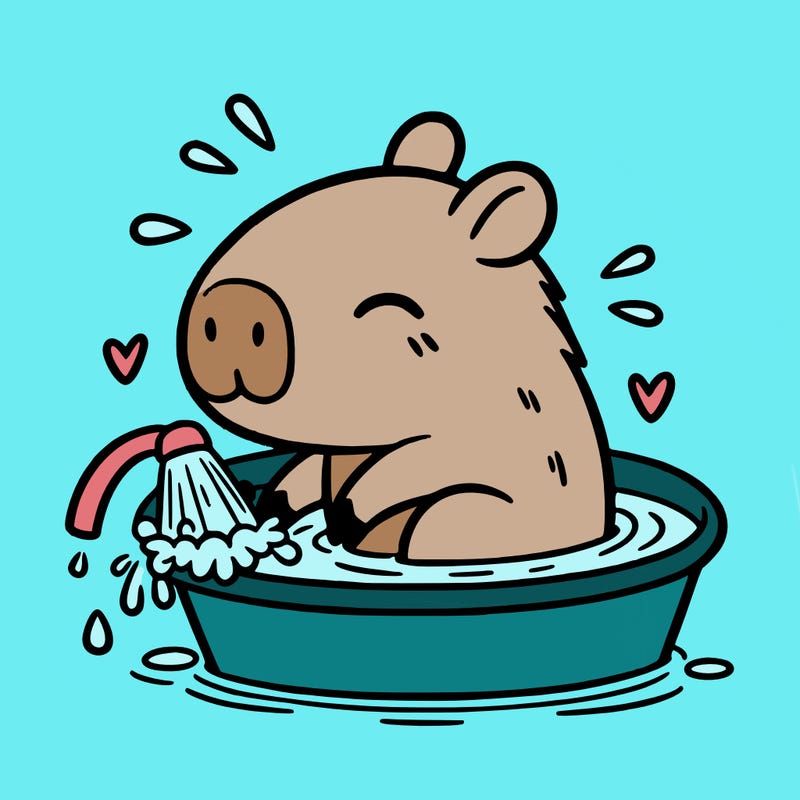 capybara taking a bath