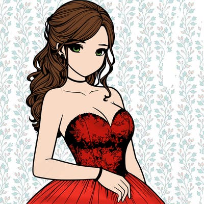 realistic girl in prom dress