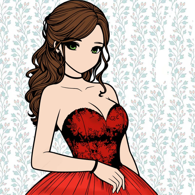 realistic girl in prom dress