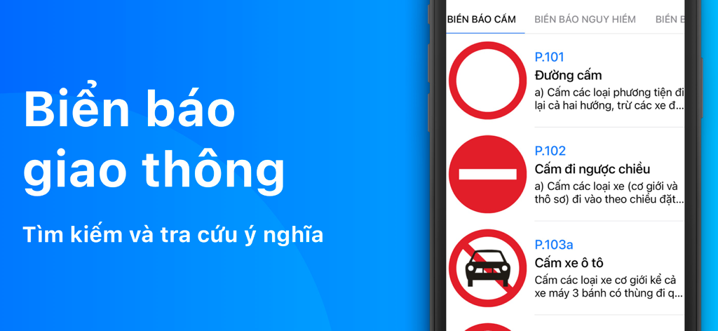 600 Câu Lý Thuyết GPLX OTOMOTO - Vietnamese traffic signs lookup in the OTOMOTO driving license app