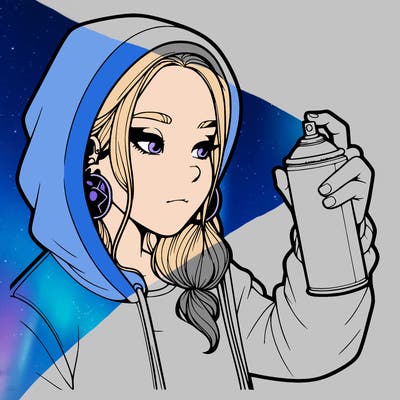 a realistic girl, spray painting