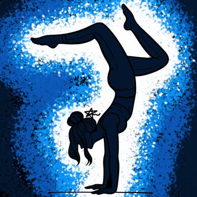 a woman doing a handstand