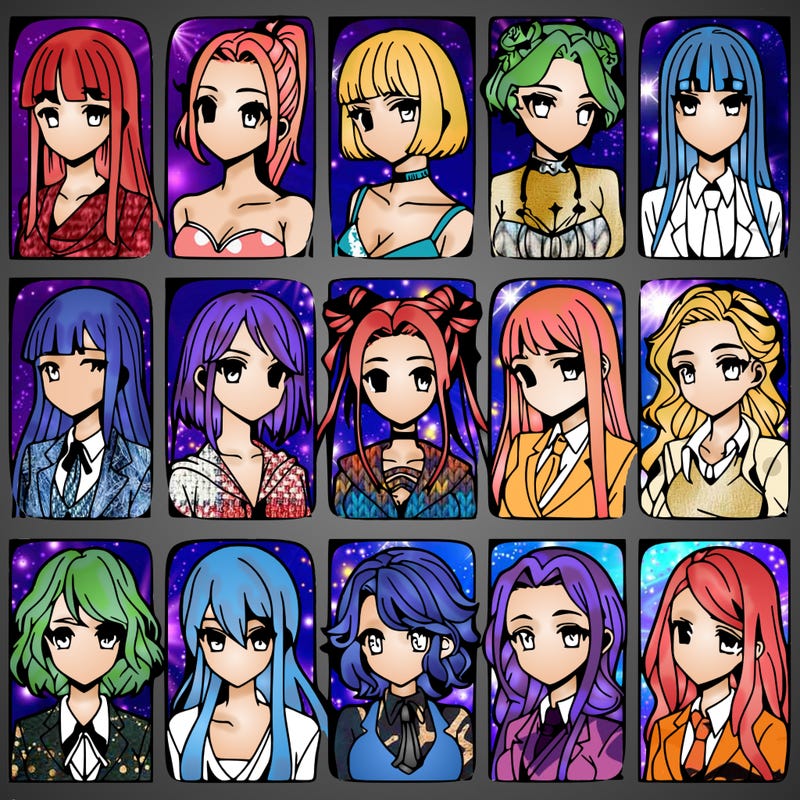 girls that look diffrent anime