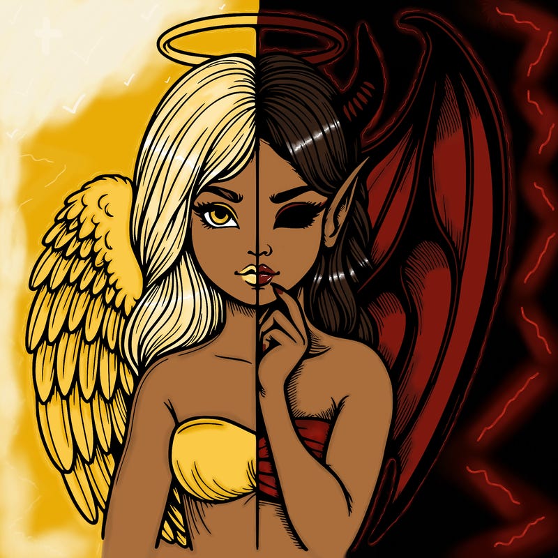 realistic angel half demon