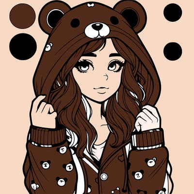 realistic girl in a animal pjs hoodie