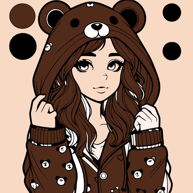 realistic girl in a animal pjs hoodie