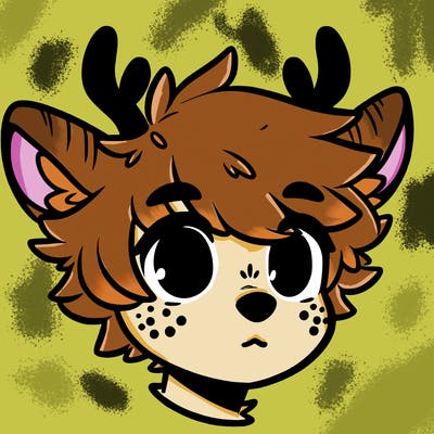 a humanoid deer with soft fluffy ears