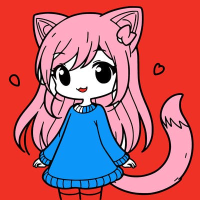 girl with cat ears and tail