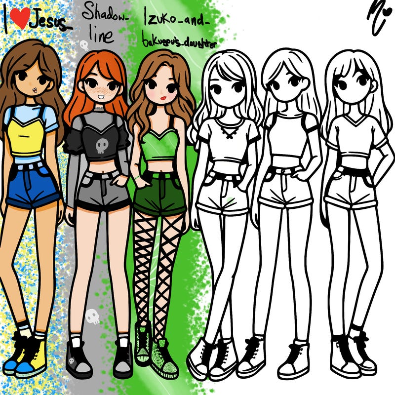 a group of girls wearing crop tops and shorts