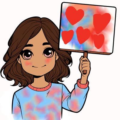 realistic girl holding up a sign