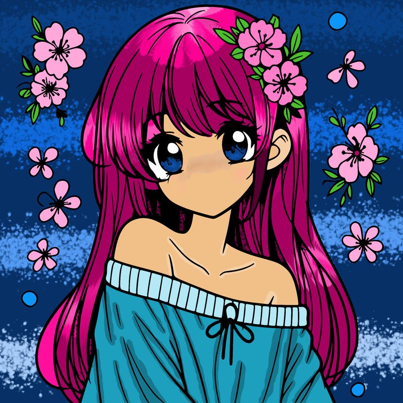 pretty anime girl with show shoulder shirt